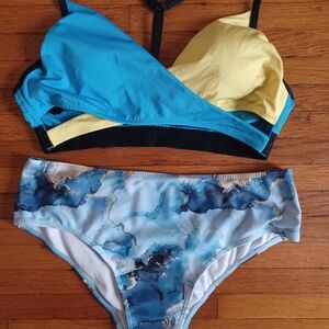 Blue and Yellow Women's Pole/Rave/Festival Set